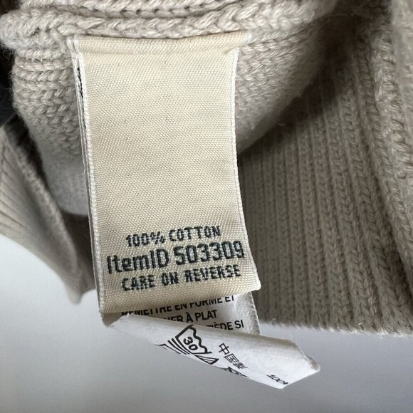 L.L. Bean Sweater Womens Petite L Ivory Chunky Cable Knit Cabin Cottage Gorpcore - Picture 7 of 9